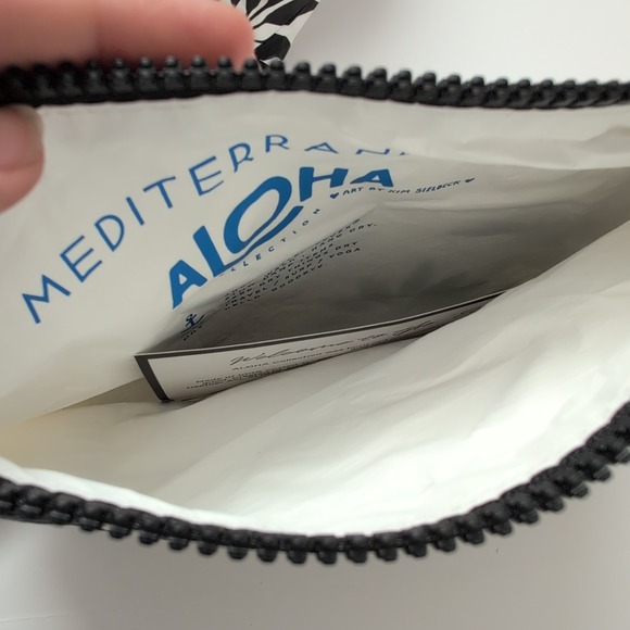 ALOHA Collection 2-pc Black Leaf Print Tote Bag & Pouch Set Mediterranean Muse - Picture 10 of 14